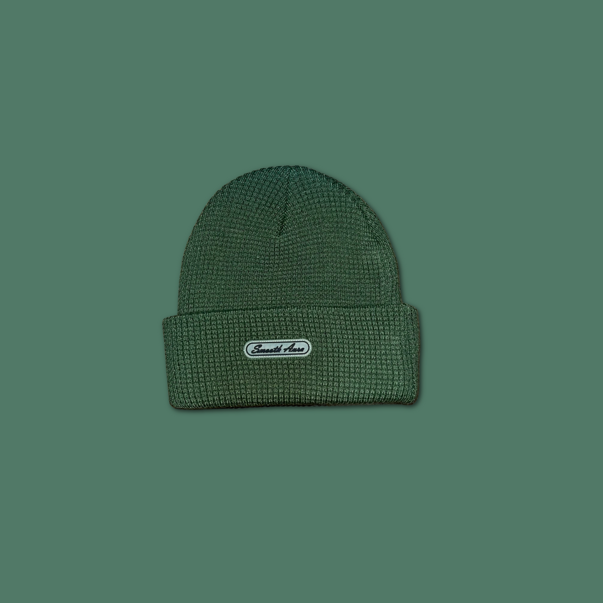 Hunter Green Waffle Knit Beanie – Smooth Aura display picture 2